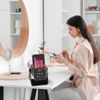 GFOUK® 🇩🇪 4-in-1-Wireless-Audio-Dock – Induktions- und Bluetooth-Lautsprecherständer mit RGB-Beleuchtung