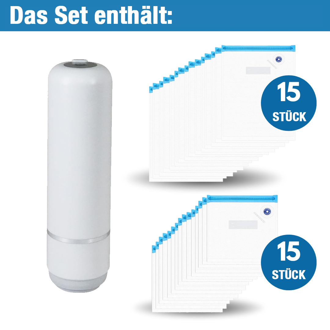 Vakuumiergerät + 30 Vakuumbeutel (Größe 15S+15M)