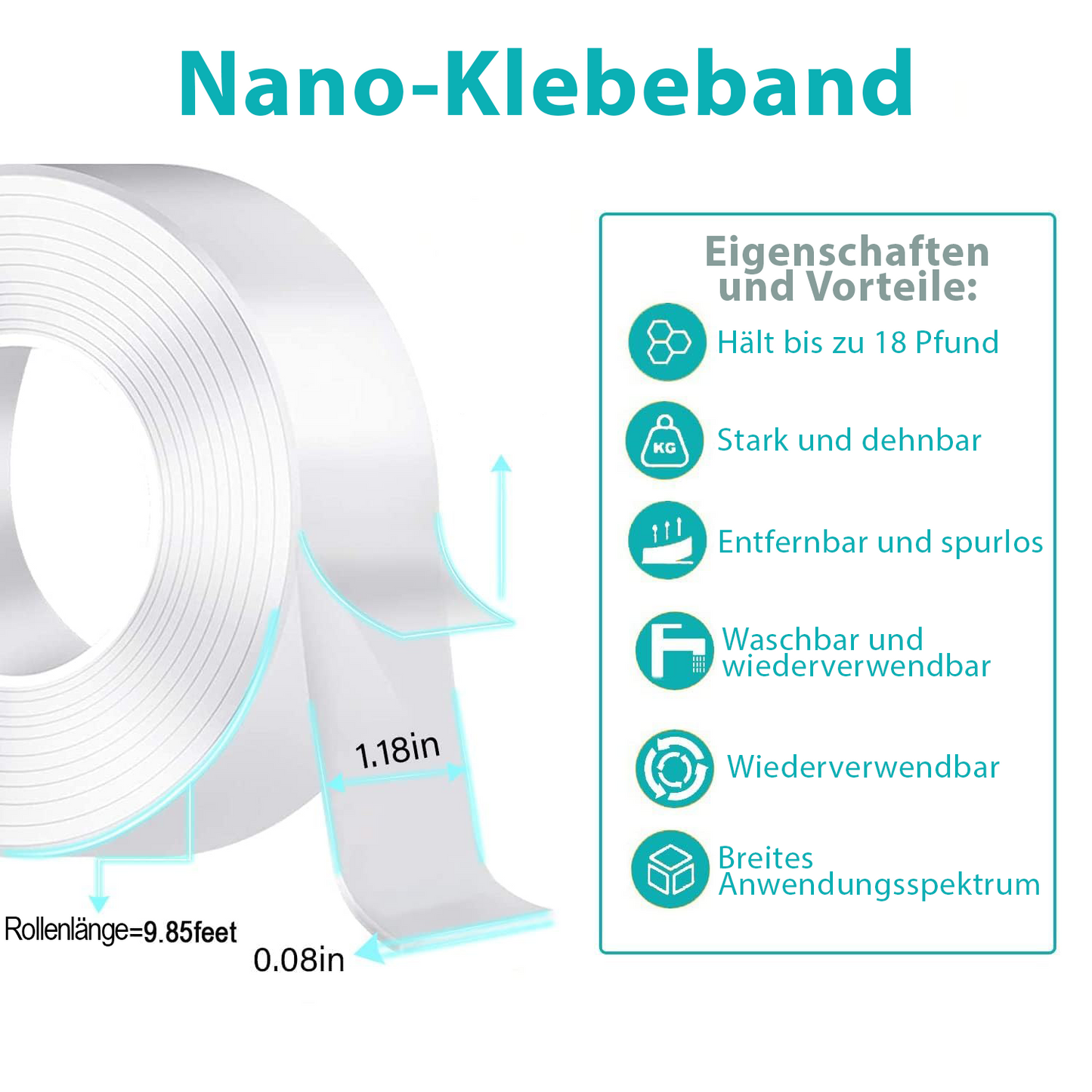 GFOUK® 🇩🇪 Transparentes Magic-Nano-Klebeband