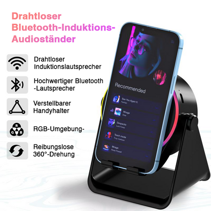 GFOUK® 🇩🇪 4-in-1-Wireless-Audio-Dock – Induktions- und Bluetooth-Lautsprecherständer mit RGB-Beleuchtung